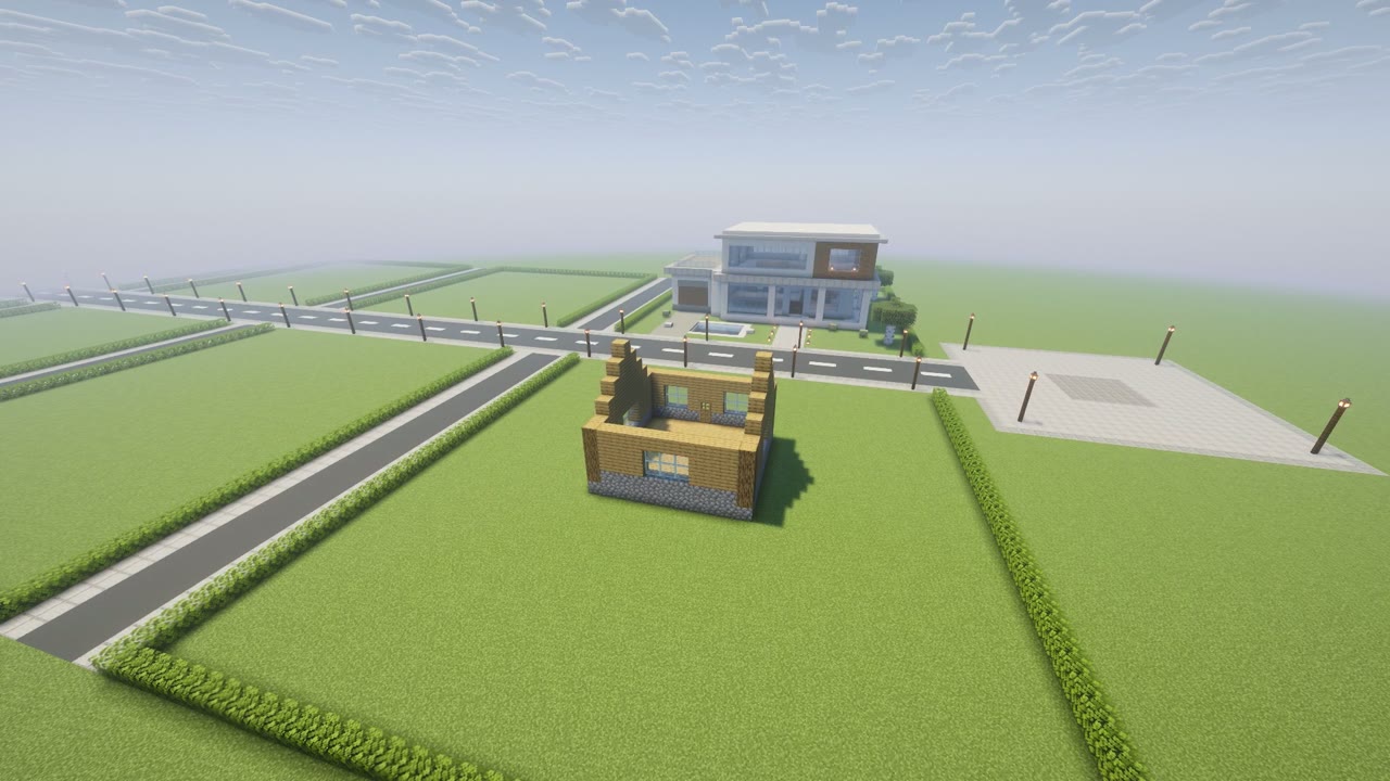 Step 5 of the Minecraft easy survival starter house: fill the gable ends