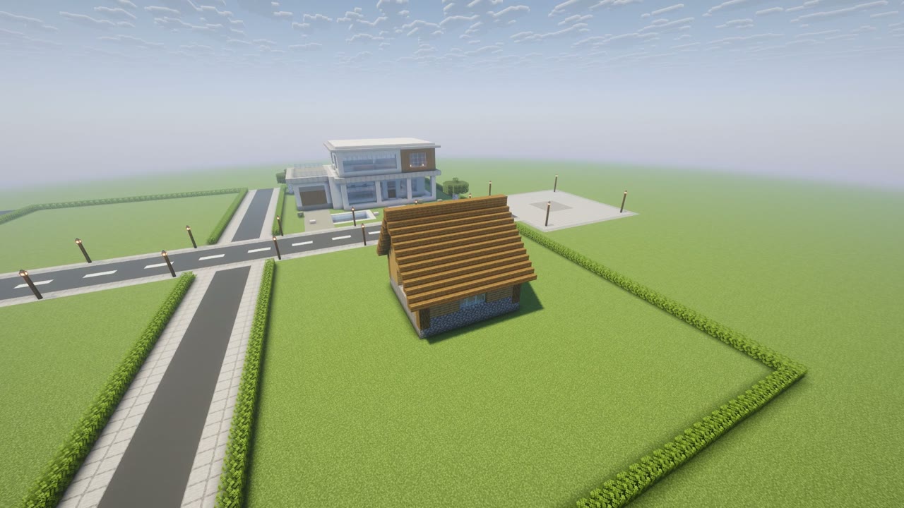 Step 6 of the Minecraft easy survival starter house: spruce roof