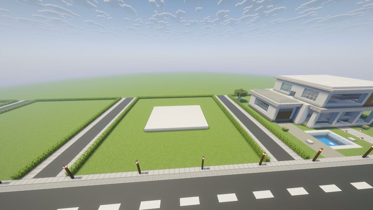 Step 1 of the Minecraft modern house: foundation and floor