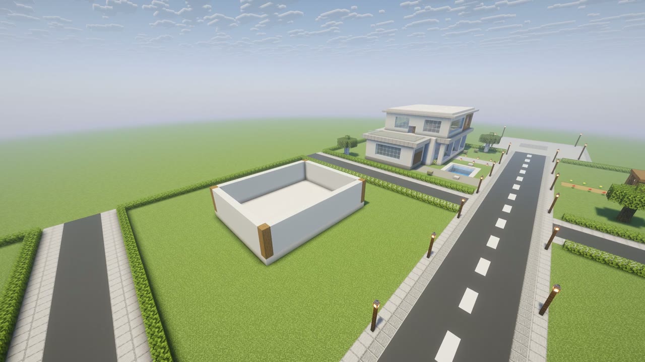 Step 2 of the Minecraft modern house: ground floor walls