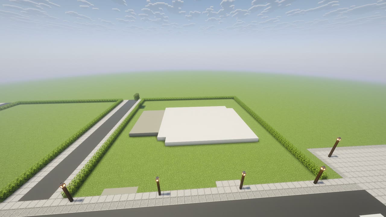 Step 1 of the Minecraft modern mansion: foundation and floor