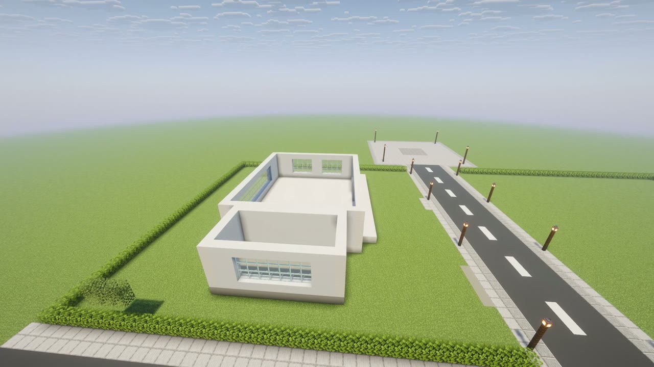 Step 3 of the Minecraft modern mansion: big windows and the front door