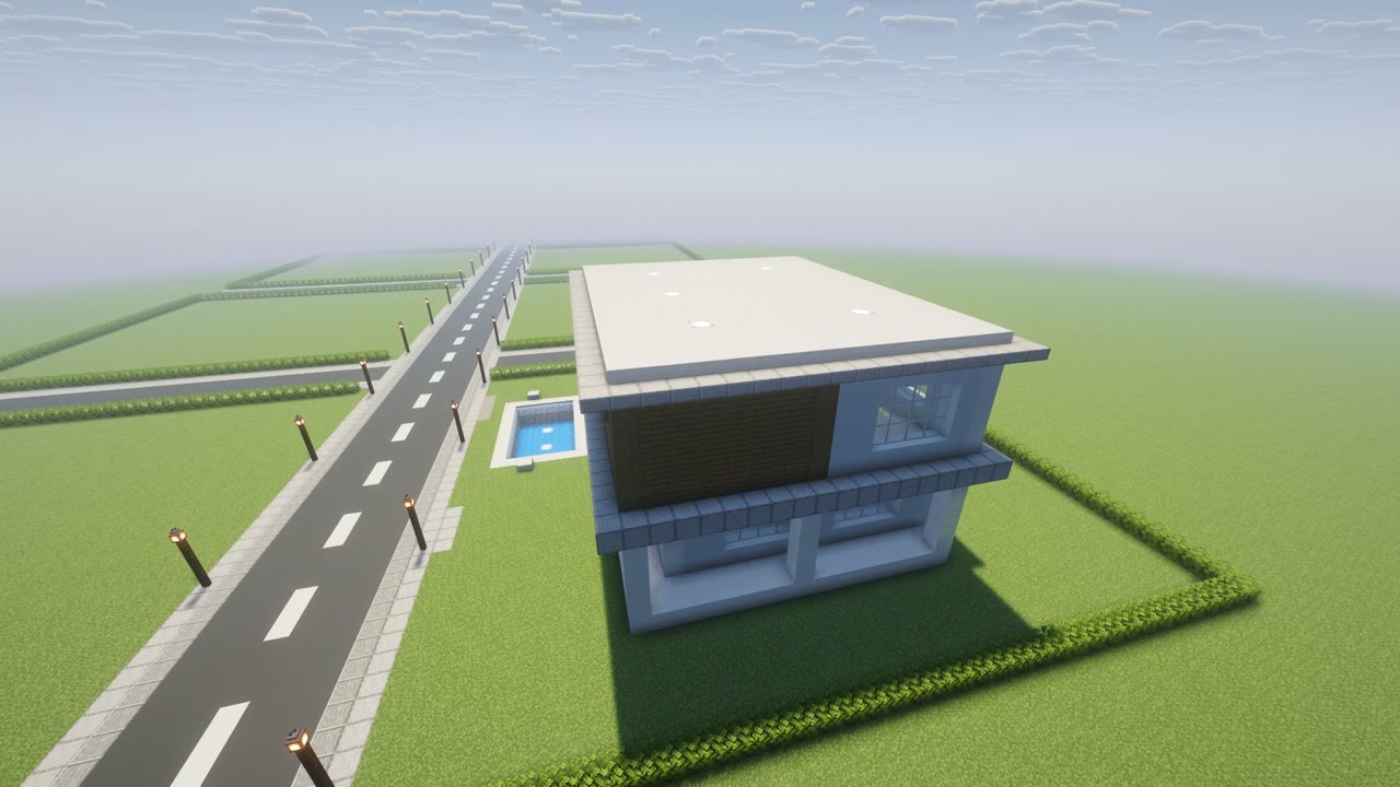 Step 8 of the Minecraft modern mansion: swimming pool